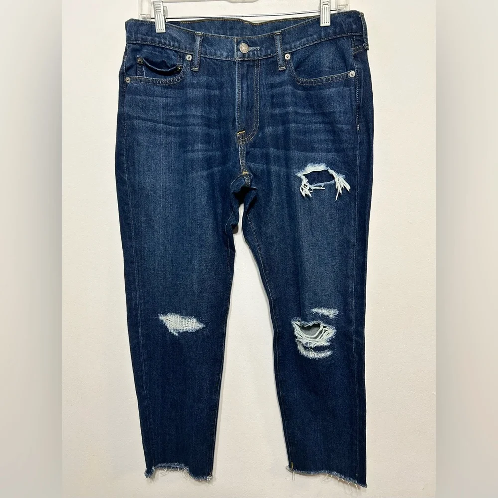 Abercrombie and Fitch Rustin Athletic Slim Cropped Raw Hem Jeans